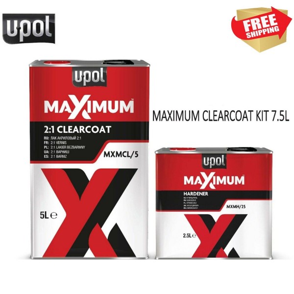 UPOL MAXIMUM Clear Coat 2K HS LACQUER KIT 7.5 L WITH HARDENER