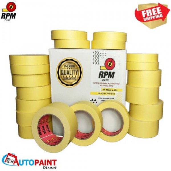 RPM PREMIIUM AUTOMOTIVE MASKING TAPE ROLL BOX OF 36mm x 50m Roll of 24