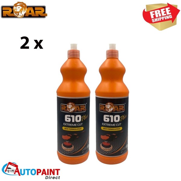 2 x ROAR 610 PLUS EXTREME CUTTING POLISH POLISHING VALETING 1KG COMPOUND