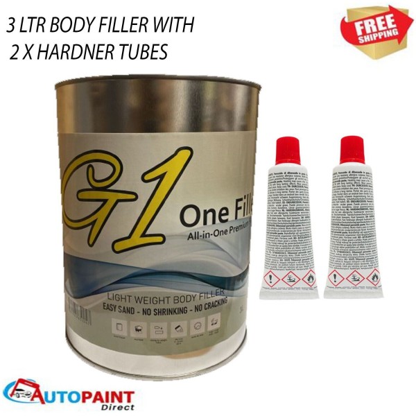 Car Body Filler Lightweight 3L- Easy Sand Polyester Bodylite With Hardener Tubes