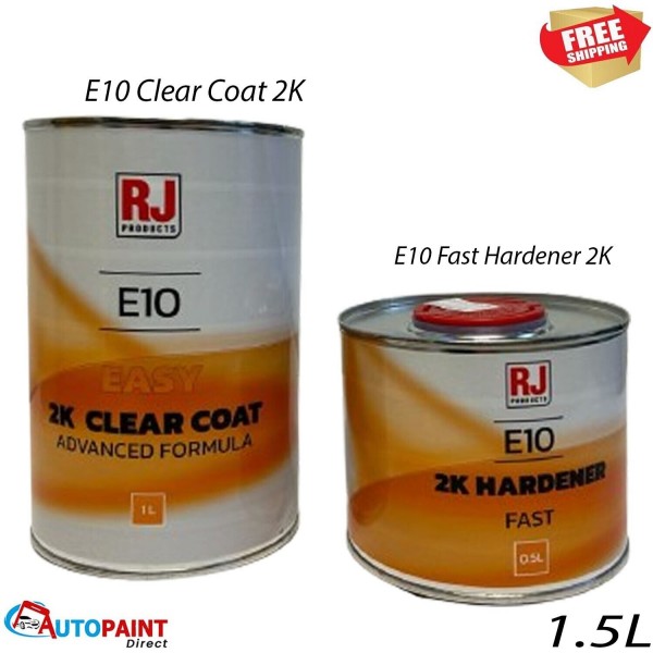 RJ PRODUCTS E10 MS EASY 2K CLEAR COAT 1L With 0.5L FAST HARDENER KIT 1.5L KIT