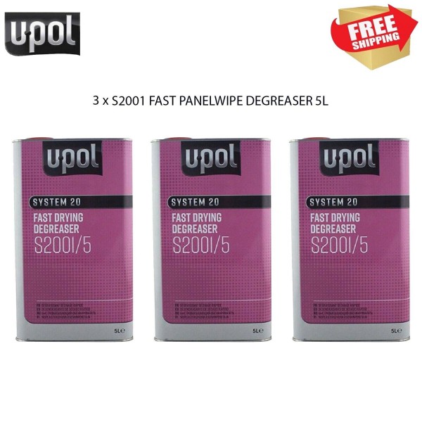 3 X U-POL SYSTEM 20 S2001 FAST PANELWIPE DEGREASER Panel wipe Upol 5L